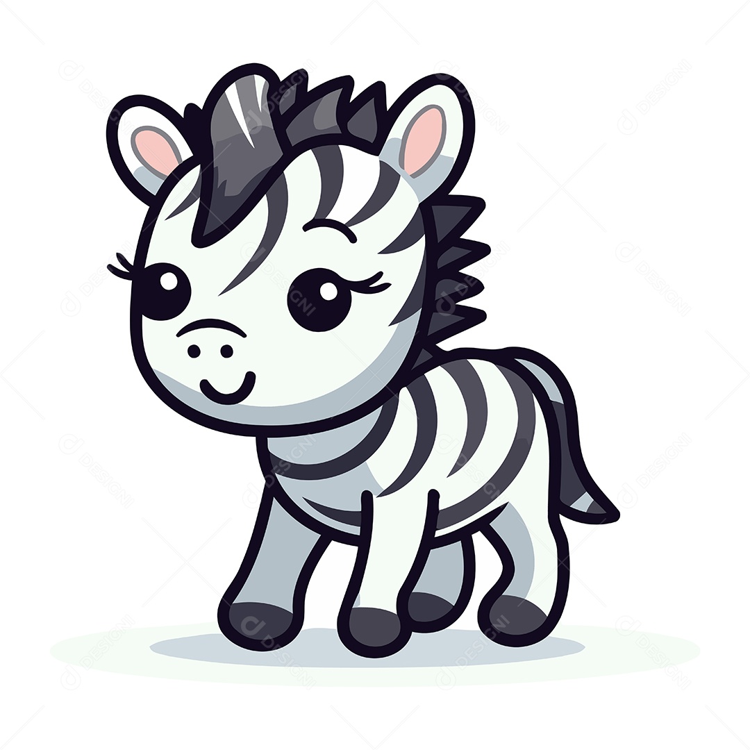 Zebra Fofa de Desenho Animado Ilustração Vetor EPS