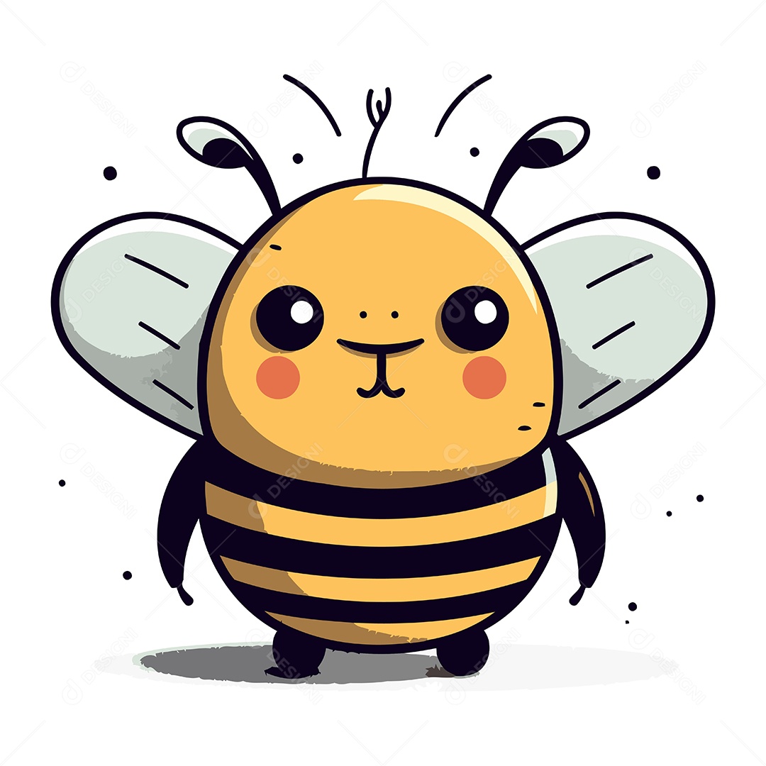 Abelha Fofa de Desenho Animado Ilustração Vetor EPS