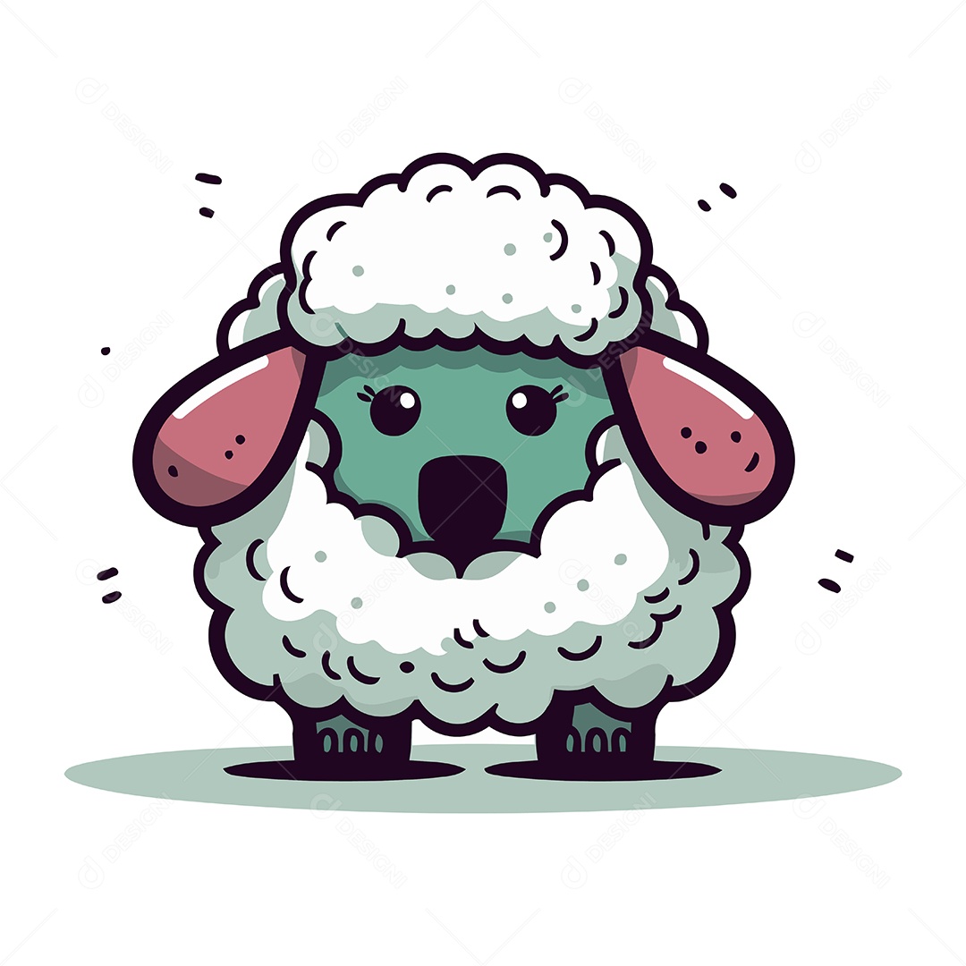 Ovelha Fofa de Desenho Animado Ilustração Vetor EPS