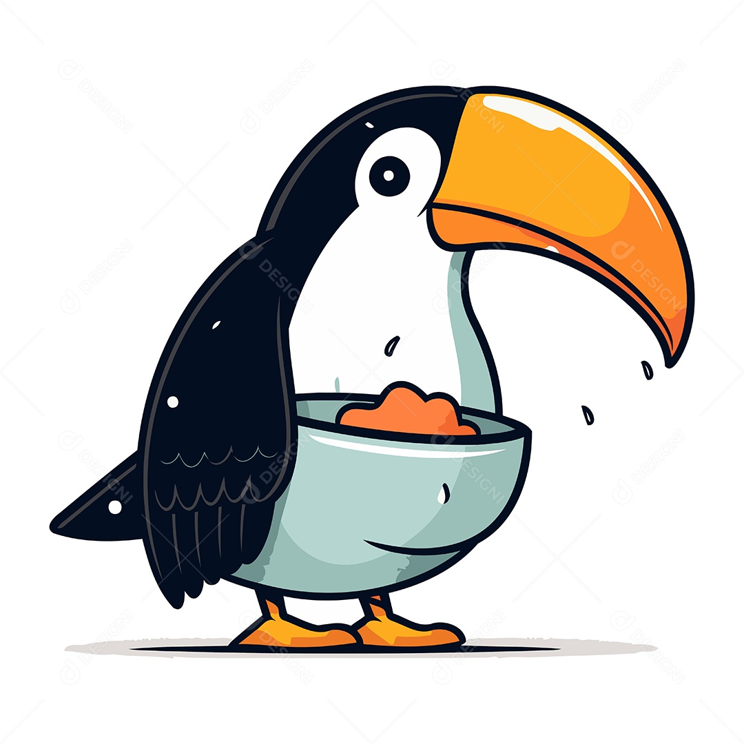 Tucano Fofo de Desenho Animado Ilustração Vetor EPS