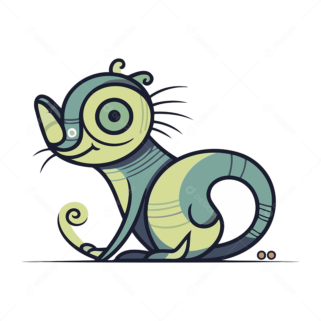 Camaleão de Desenho Animado Ilustração Vetor EPS