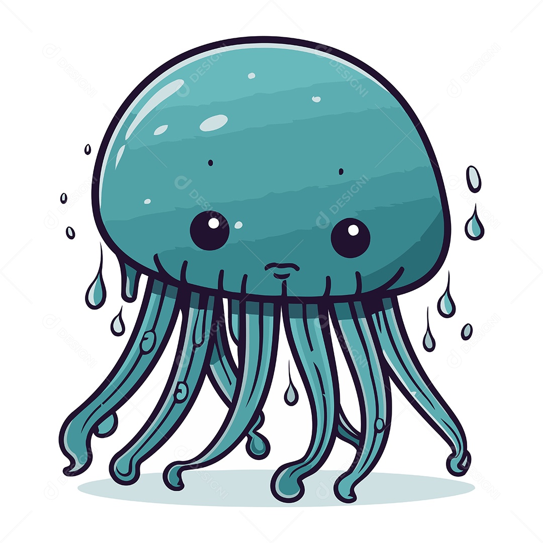 Água Viva de Desenho Animado Ilustração Vetor EPS