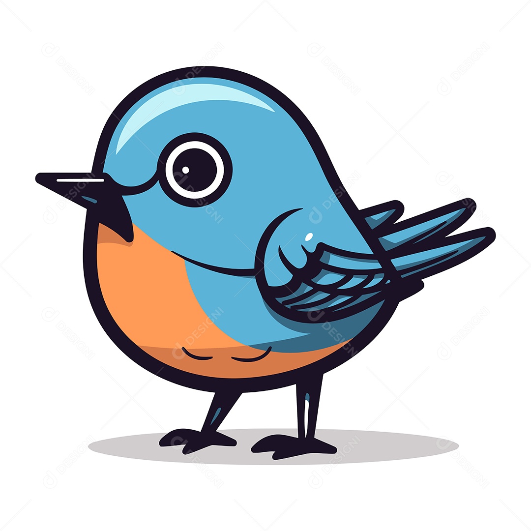 Pássaro Azul de Desenho Animado Ilustração Vetor EPS