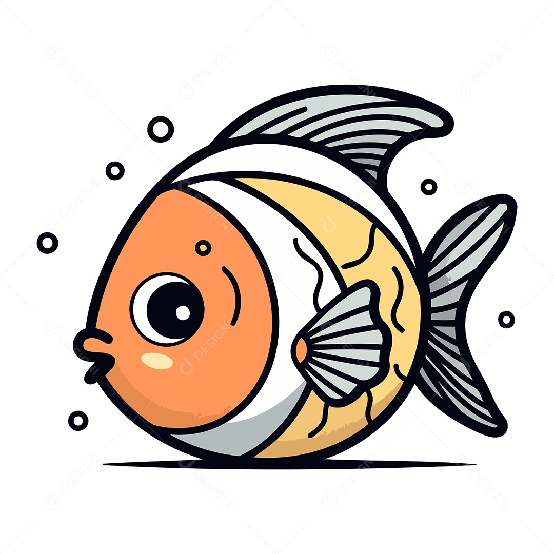 Peixe Fofo de Desenho Animado Ilustração Vetor EPS