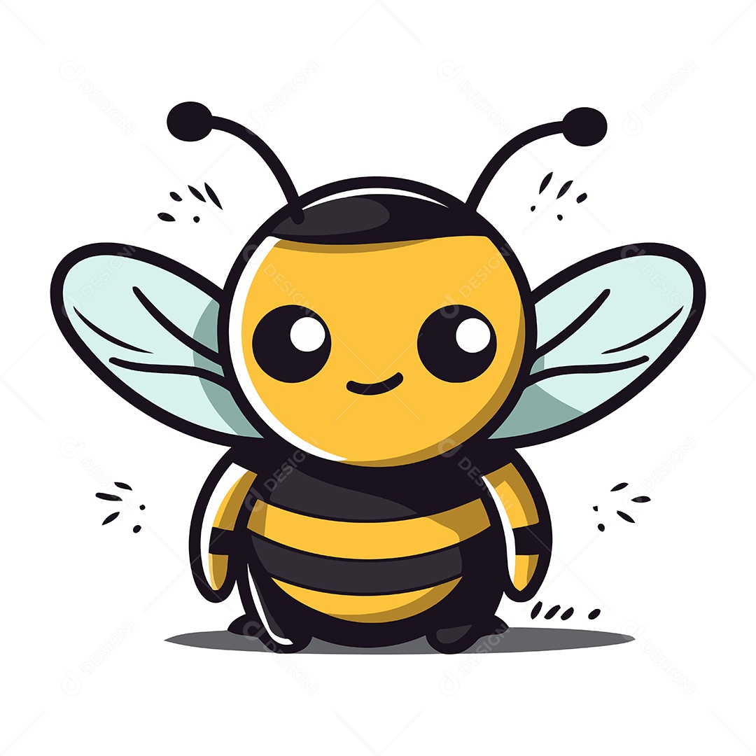 Abelha Fofa de Desenho Animado Ilustração Vetor EPS