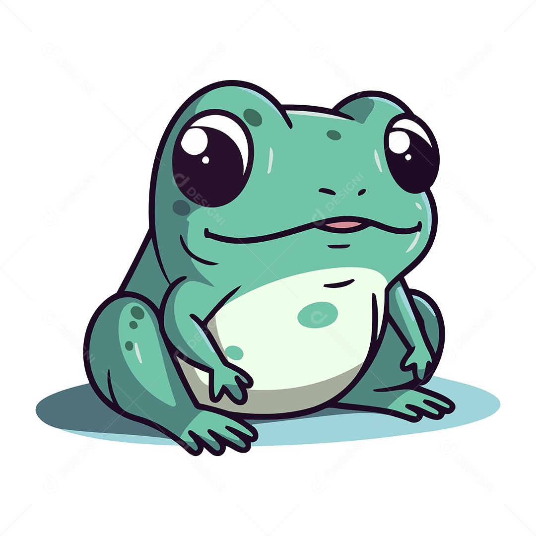 Sapo Fofo de Desenho Animado Ilustração Vetor EPS