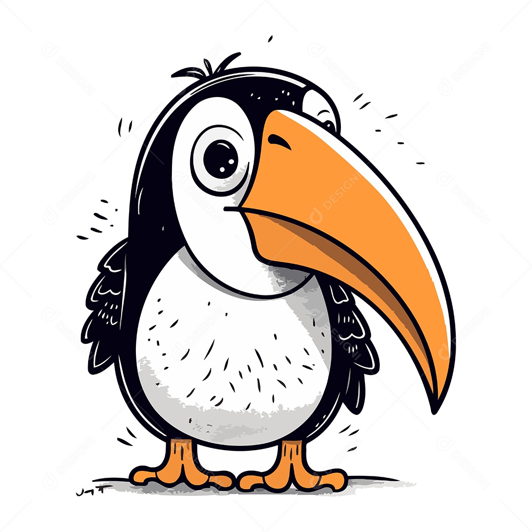 Tucano Fofo de Desenho Animado Ilustração Vetor EPS