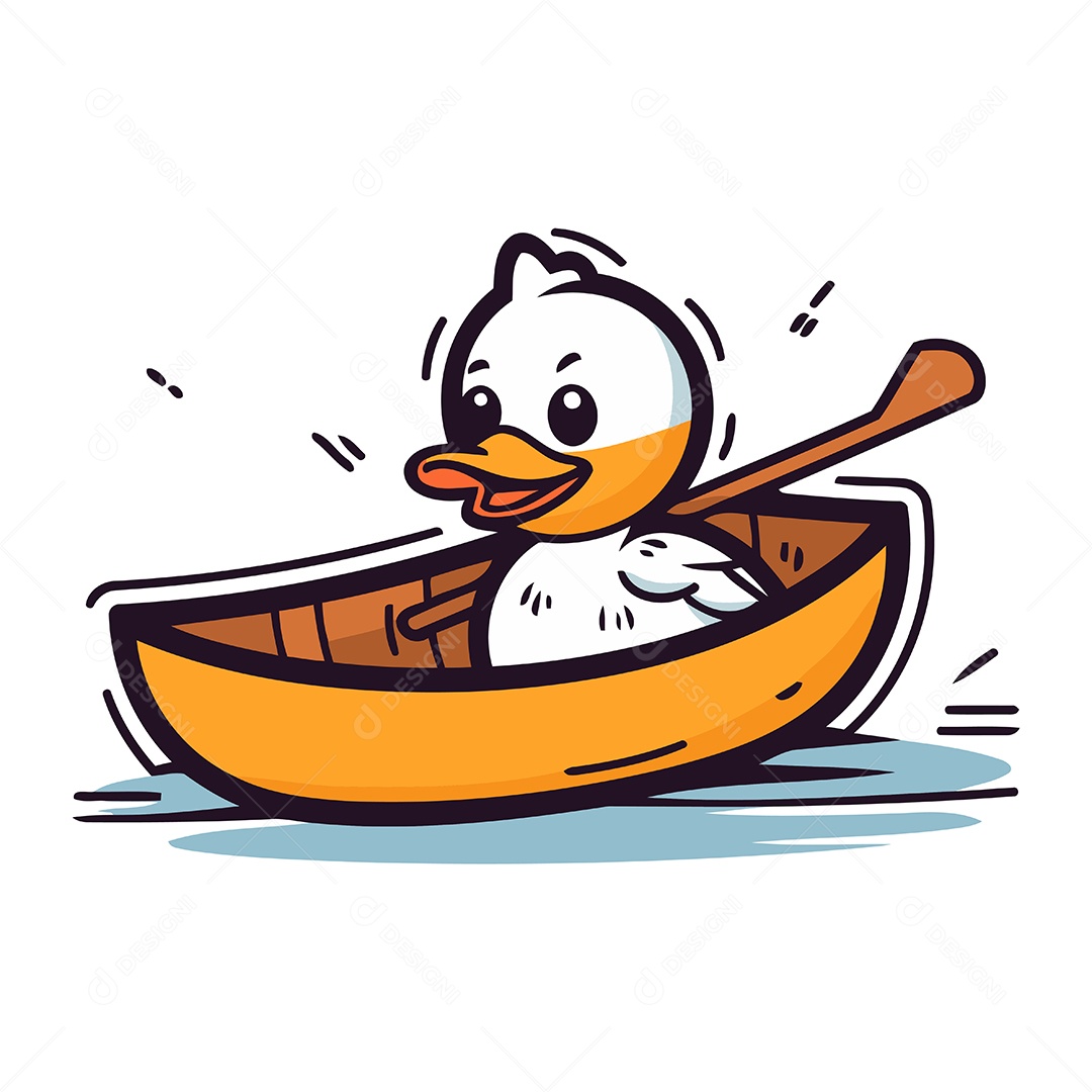 Pato Fofo em um Barco Ilustração Vetor EPS