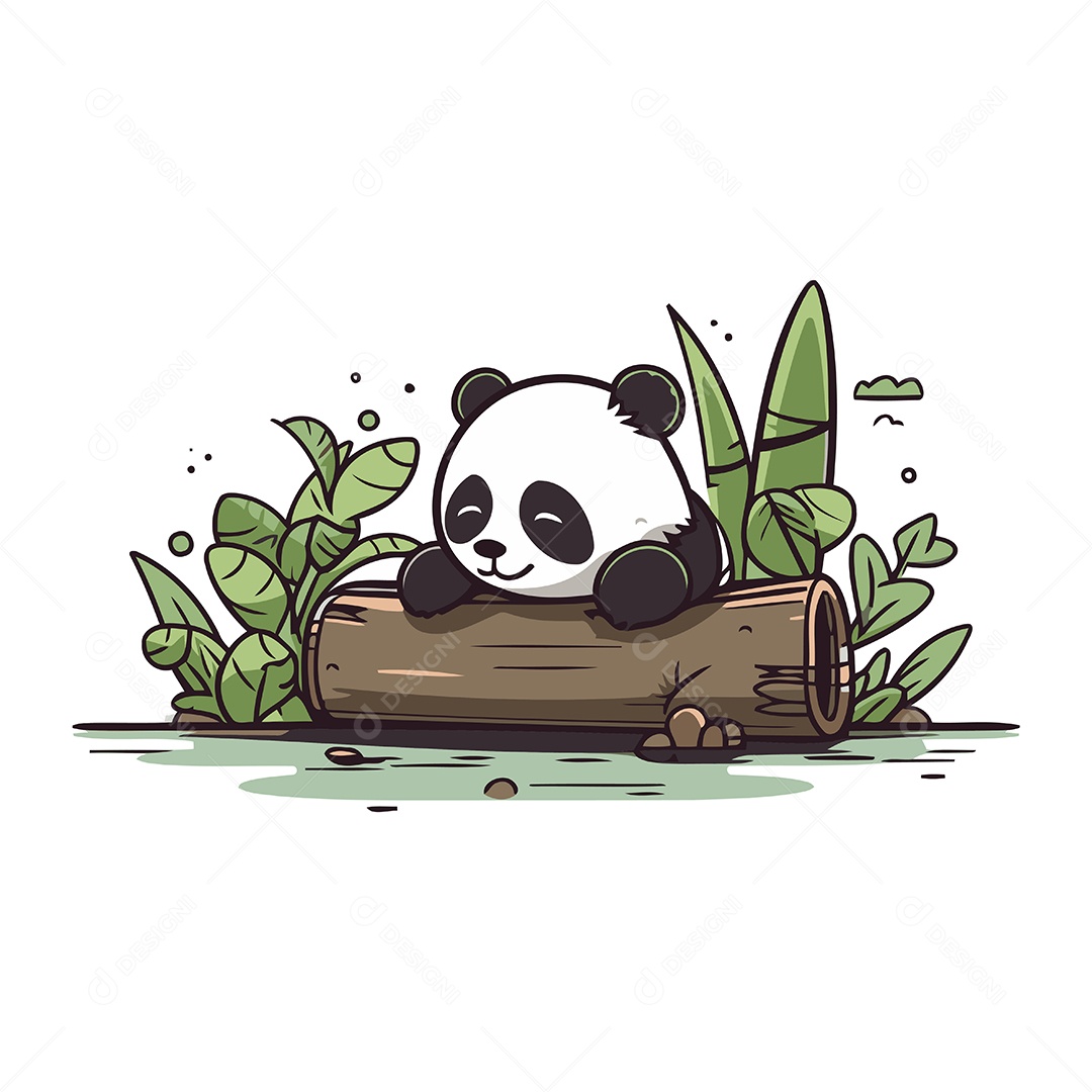 Urso Panda de Desenho Animado Ilustração Vetor EPS