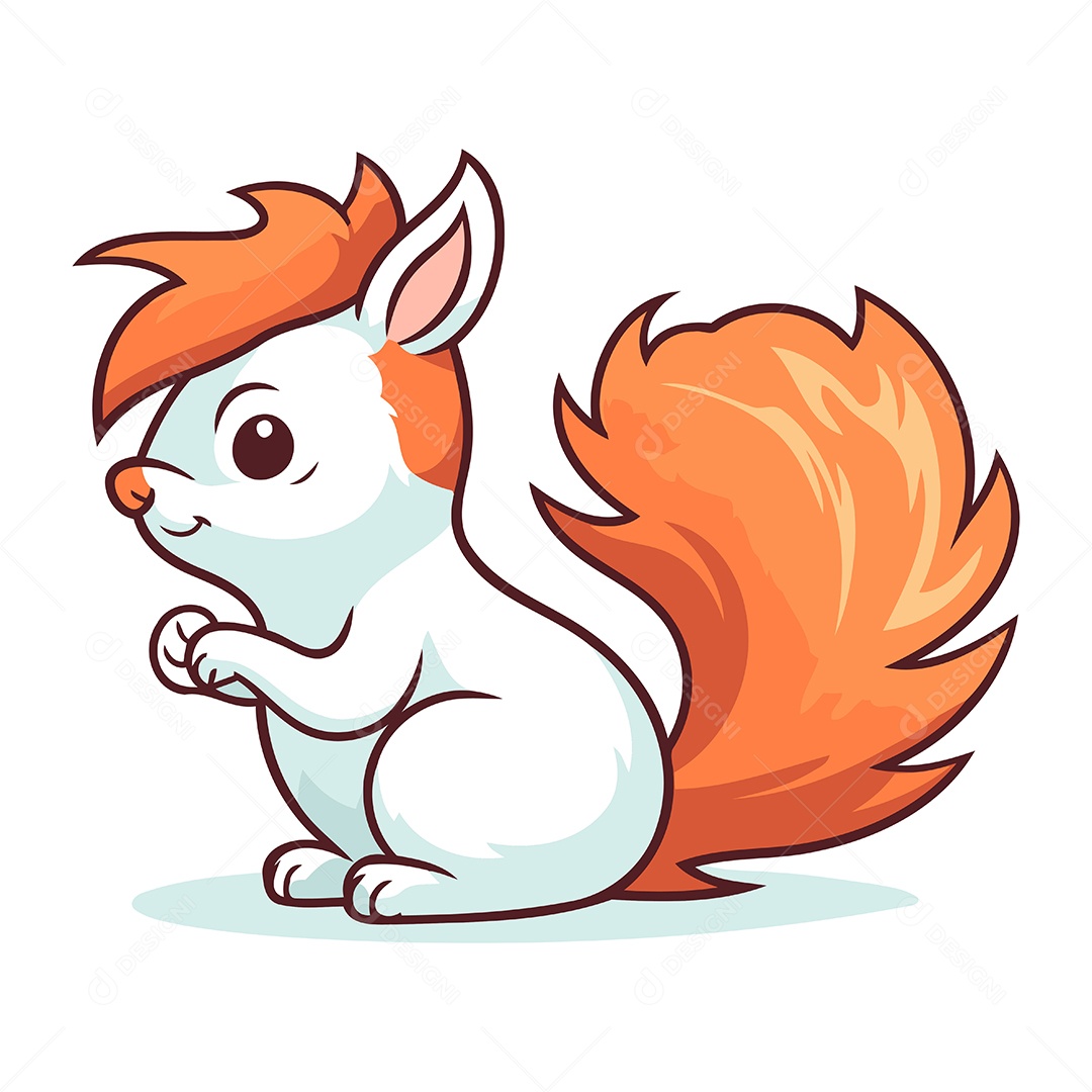 Esquilo Fofo de Desenho Animado Ilustração Vetor EPS