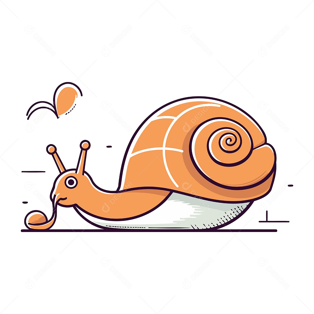 Caracol Fofo de Desenho Animado Ilustração Vetor EPS
