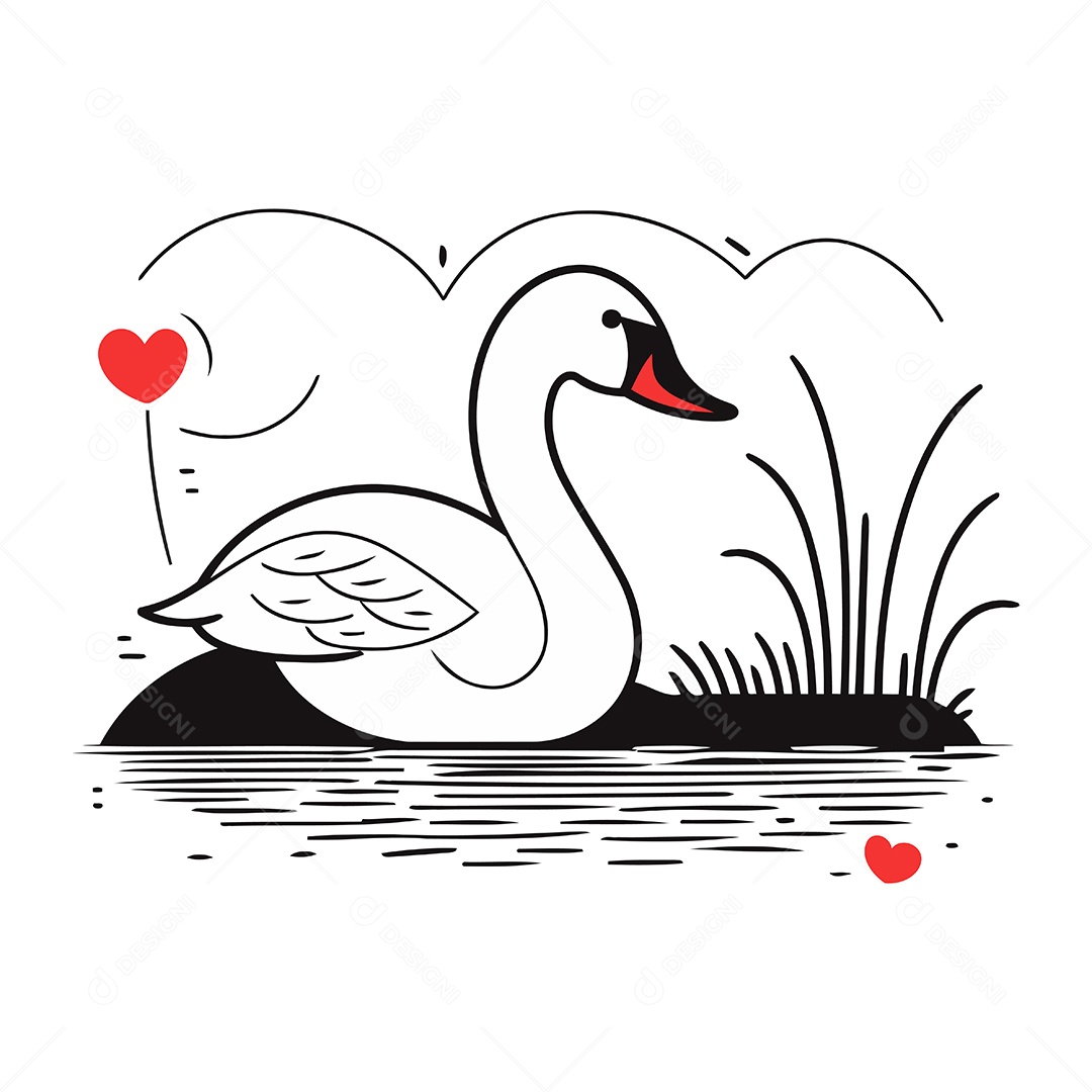 Cisne de Desenho Animado Ilustração Vetor EPS