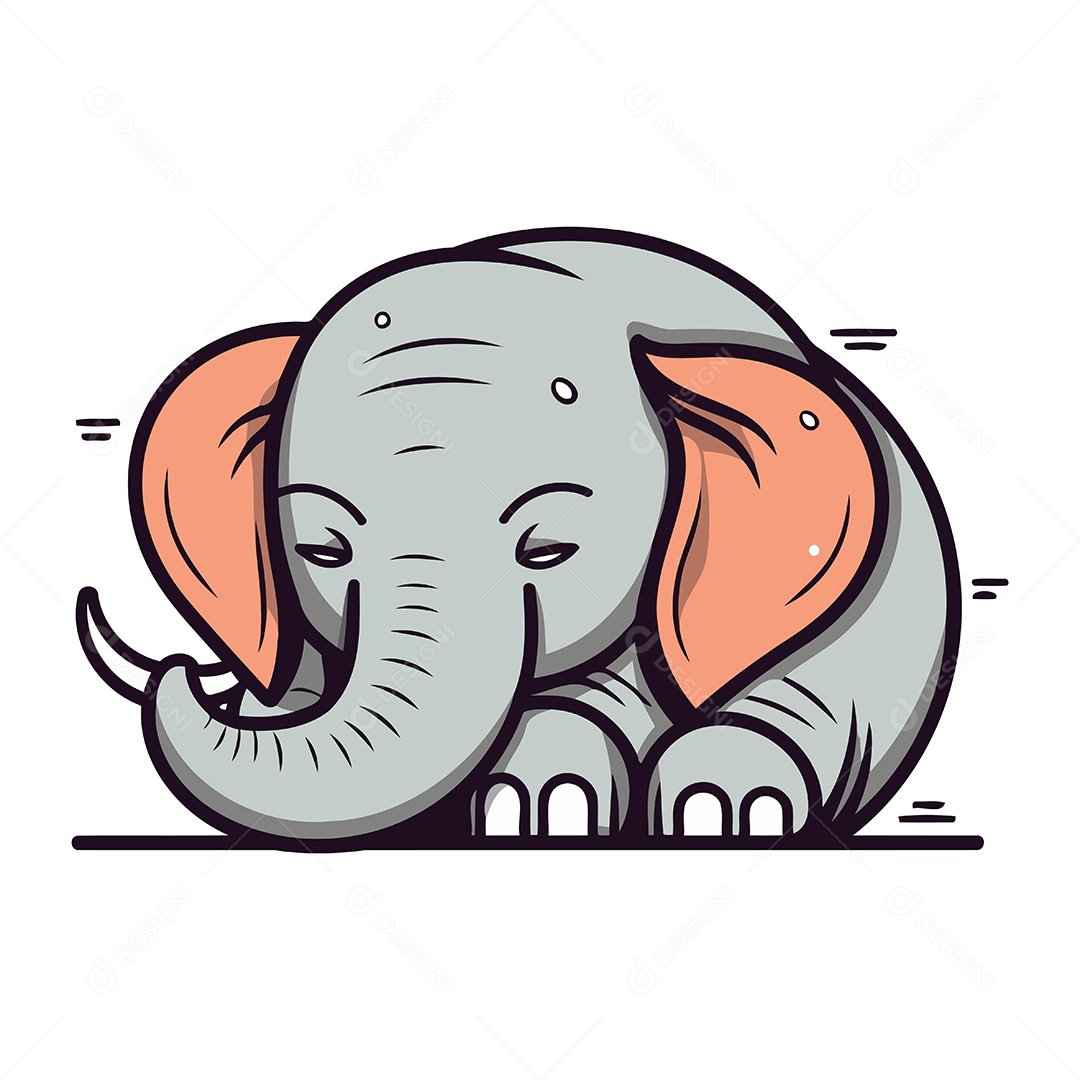 Elefante de Desenho Animado Ilustração Vetor EPS