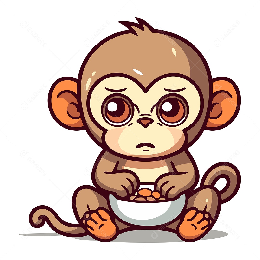 Macaco Fofo de Desenho Animado Ilustração Vetor EPS