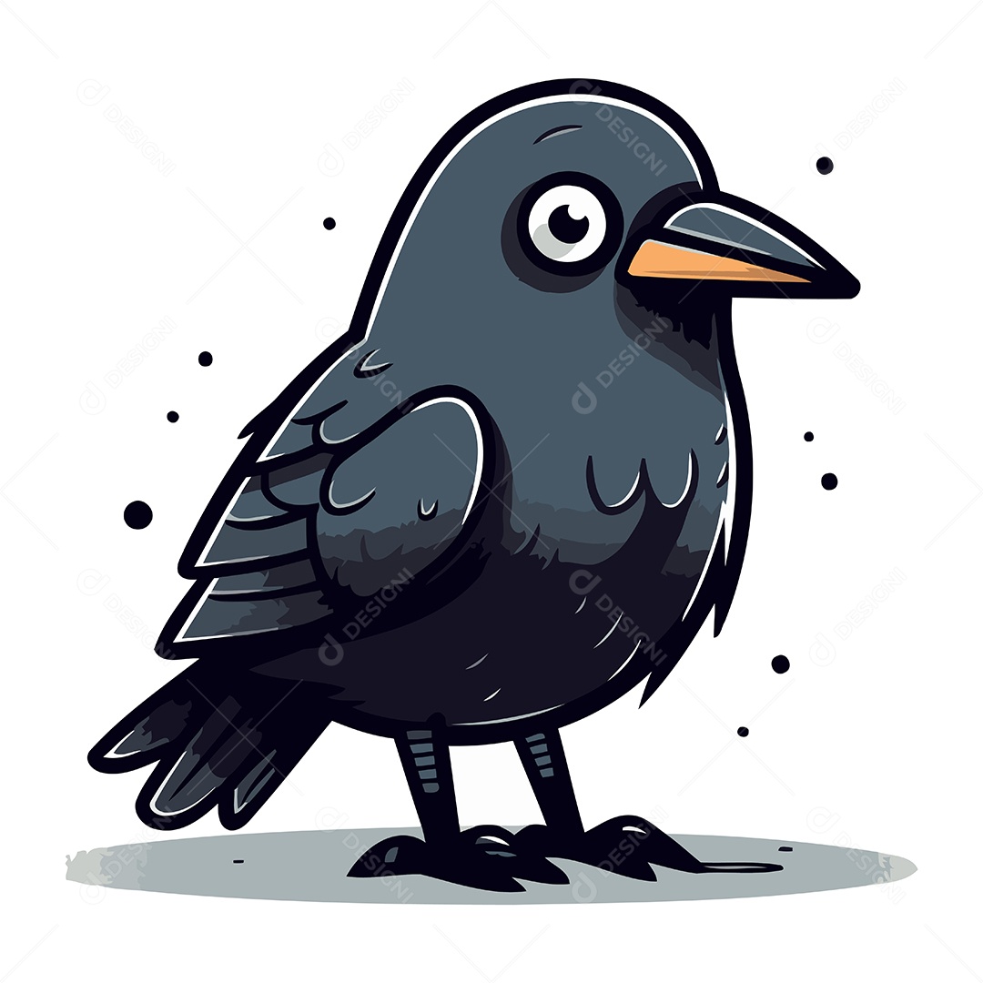 Corvo de Desenho Animado Ilustração Vetor EPS