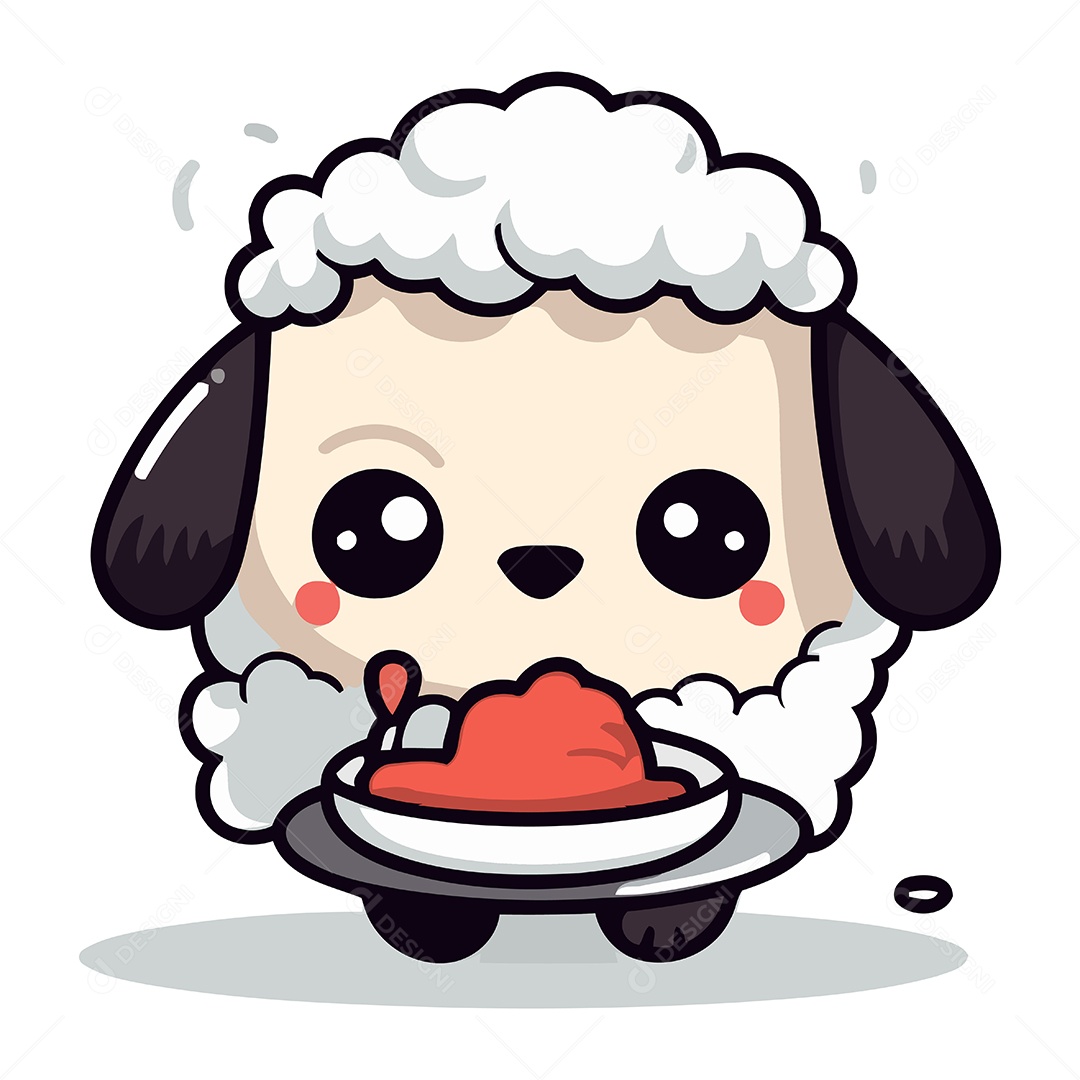 Ovelha Fofa de Desenho Animado Ilustração Vetor EPS