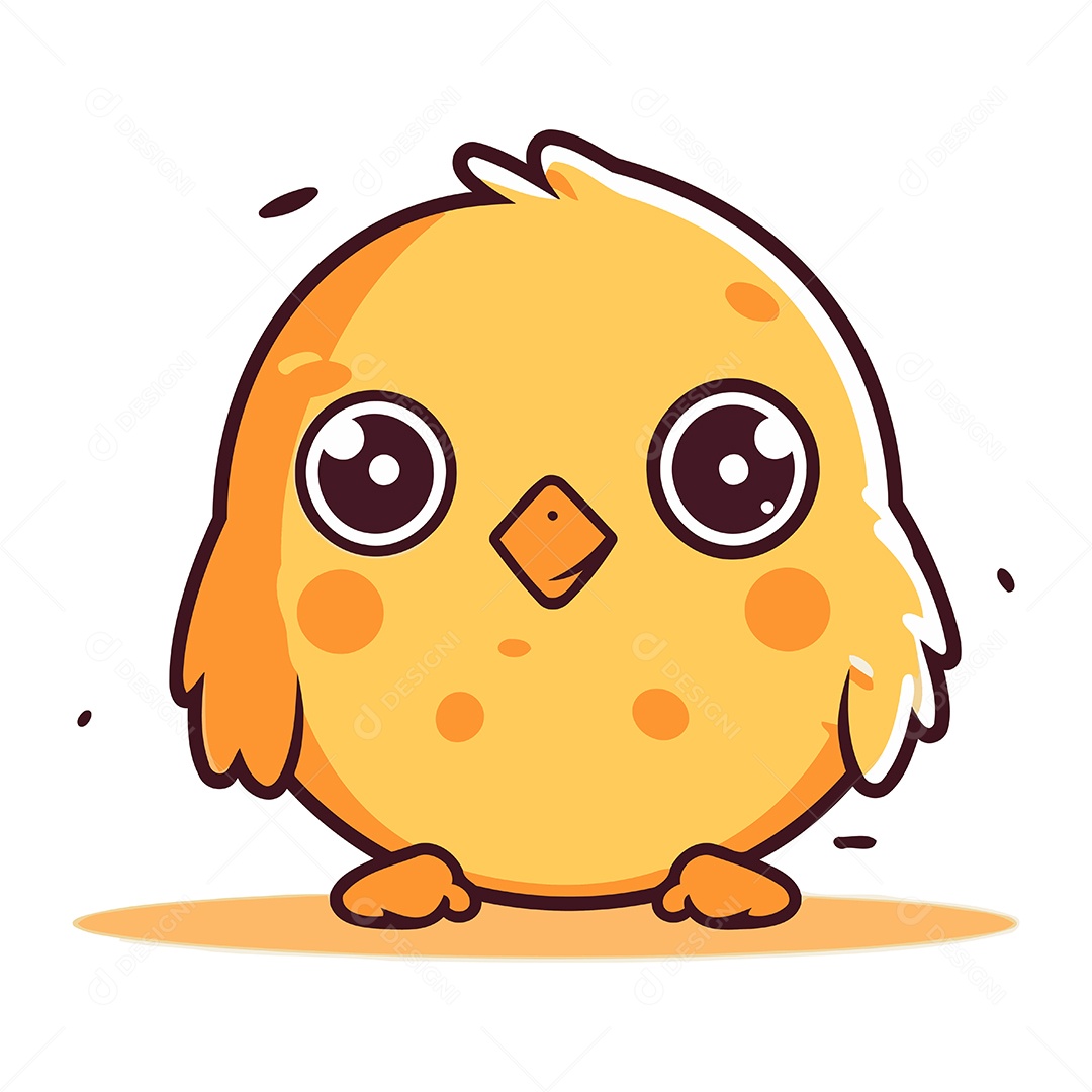 Pintinho Fofo de Desenho Animado Ilustração Vetor EPS