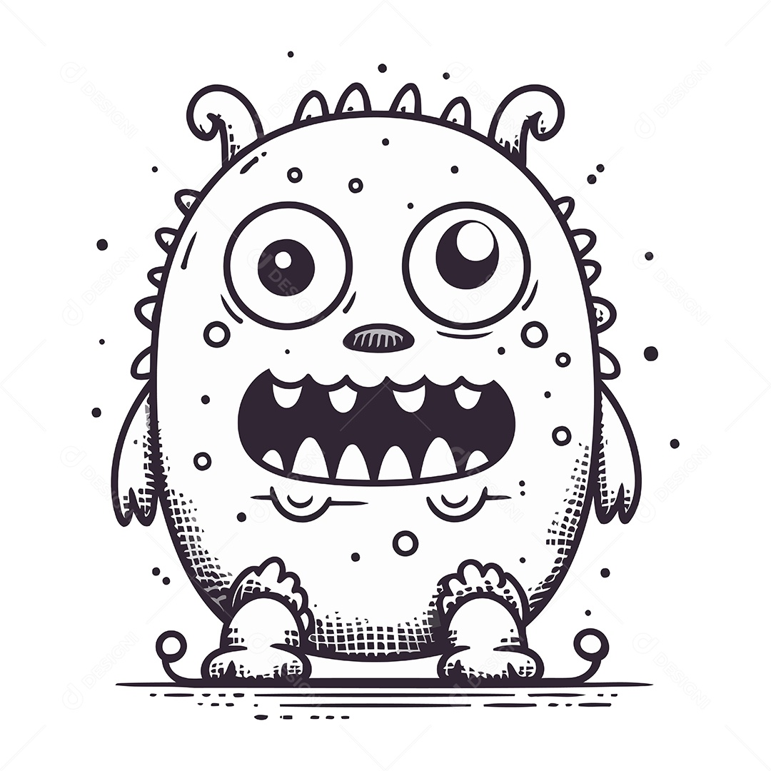 Monstro de Desenho Animado Ilustração Vetor EPS