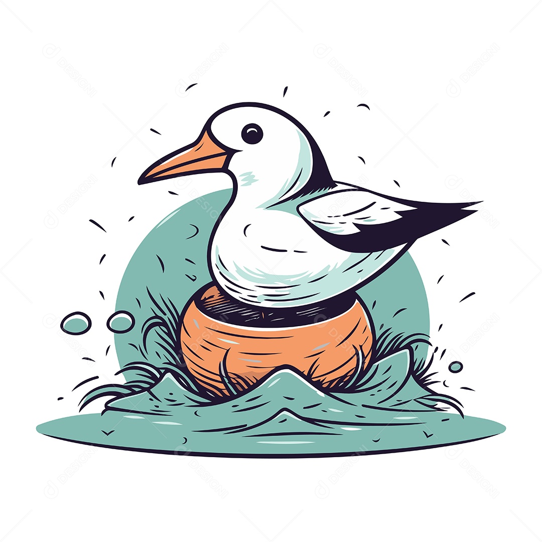 Gaivota de Desenho Animado Ilustração Vetor EPS