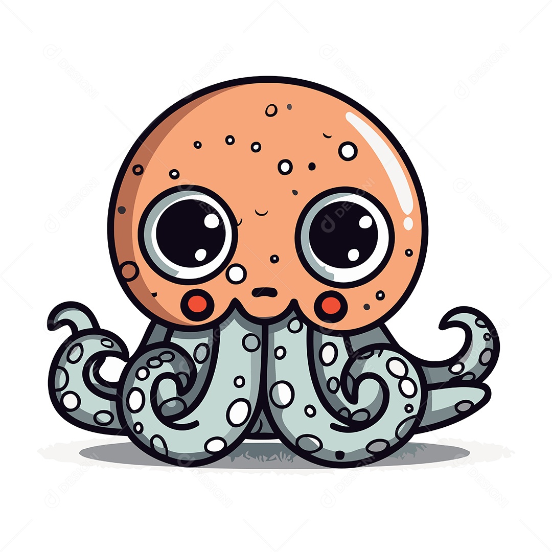 Polvo Fofo de Desenho Animado Ilustração Vetor EPS