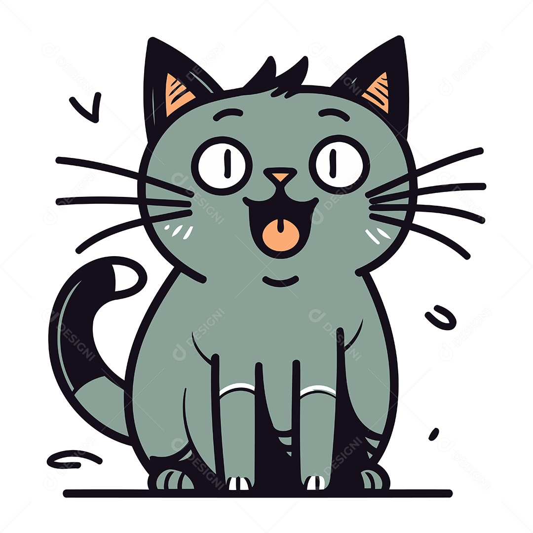 Gato de Desenho Animado Ilustração Vetor EPS