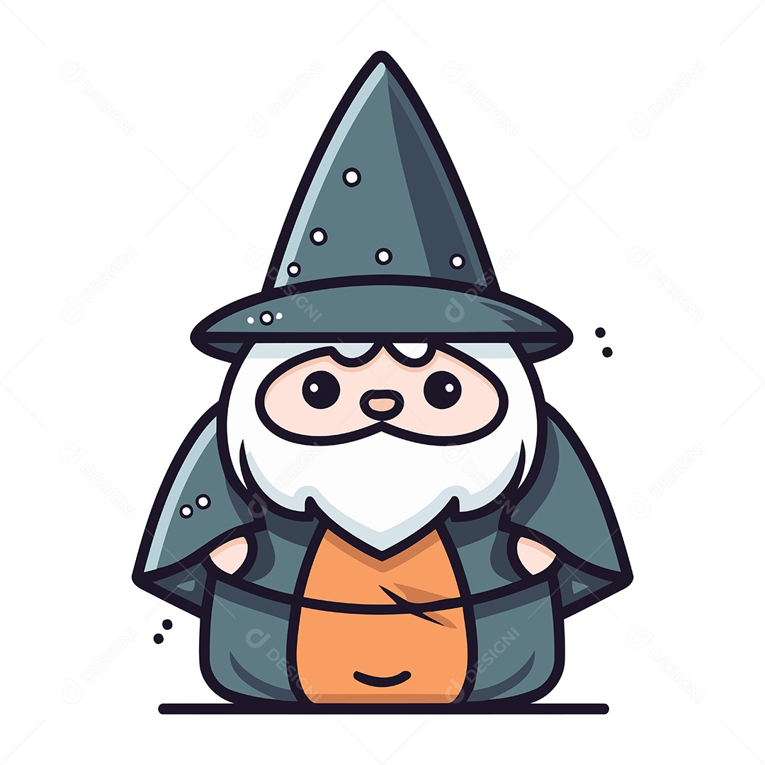 Bruxo de Desenho Animado Ilustração Vetor EPS