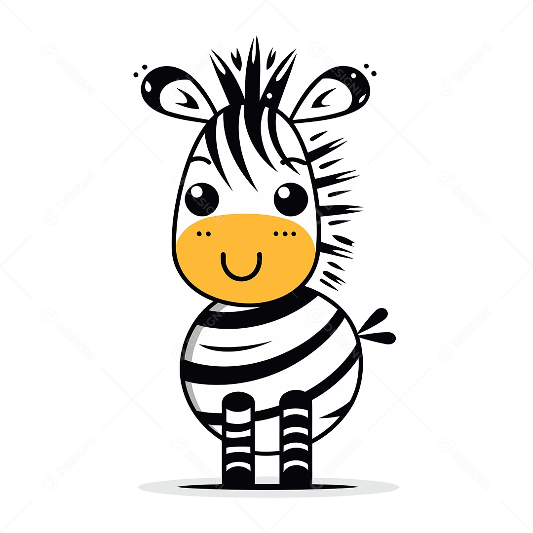 Zebra Fofa de Desenho Animado Ilustração Vetor EPS