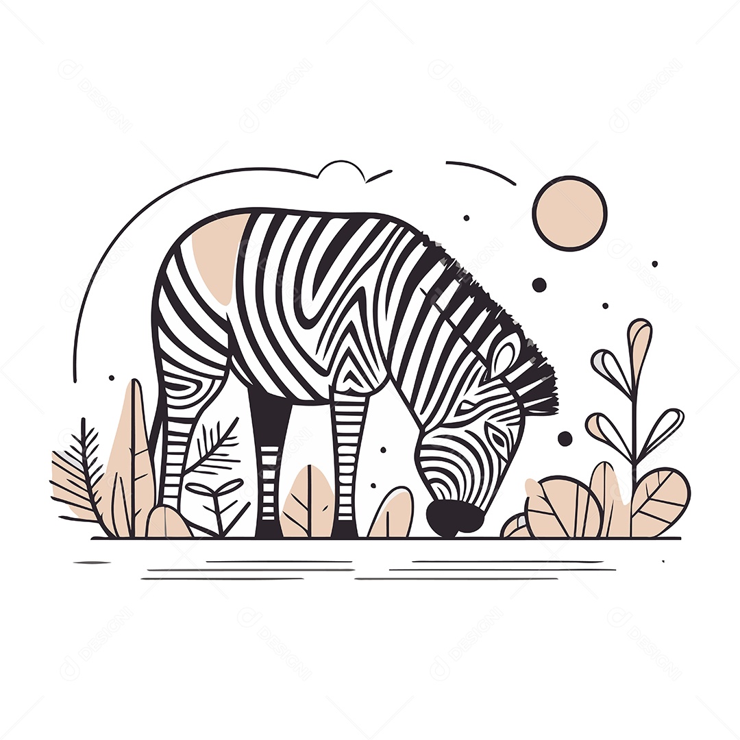 Zebra de Desenho Animado Ilustração Vetor EPS