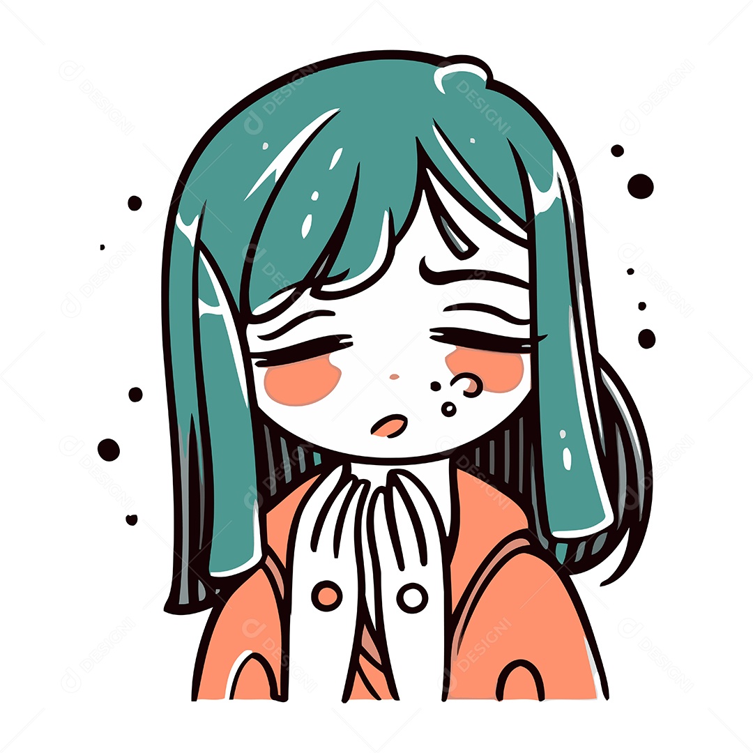 Menina Chorando de Desenho Animado Ilustração Vetor EPS