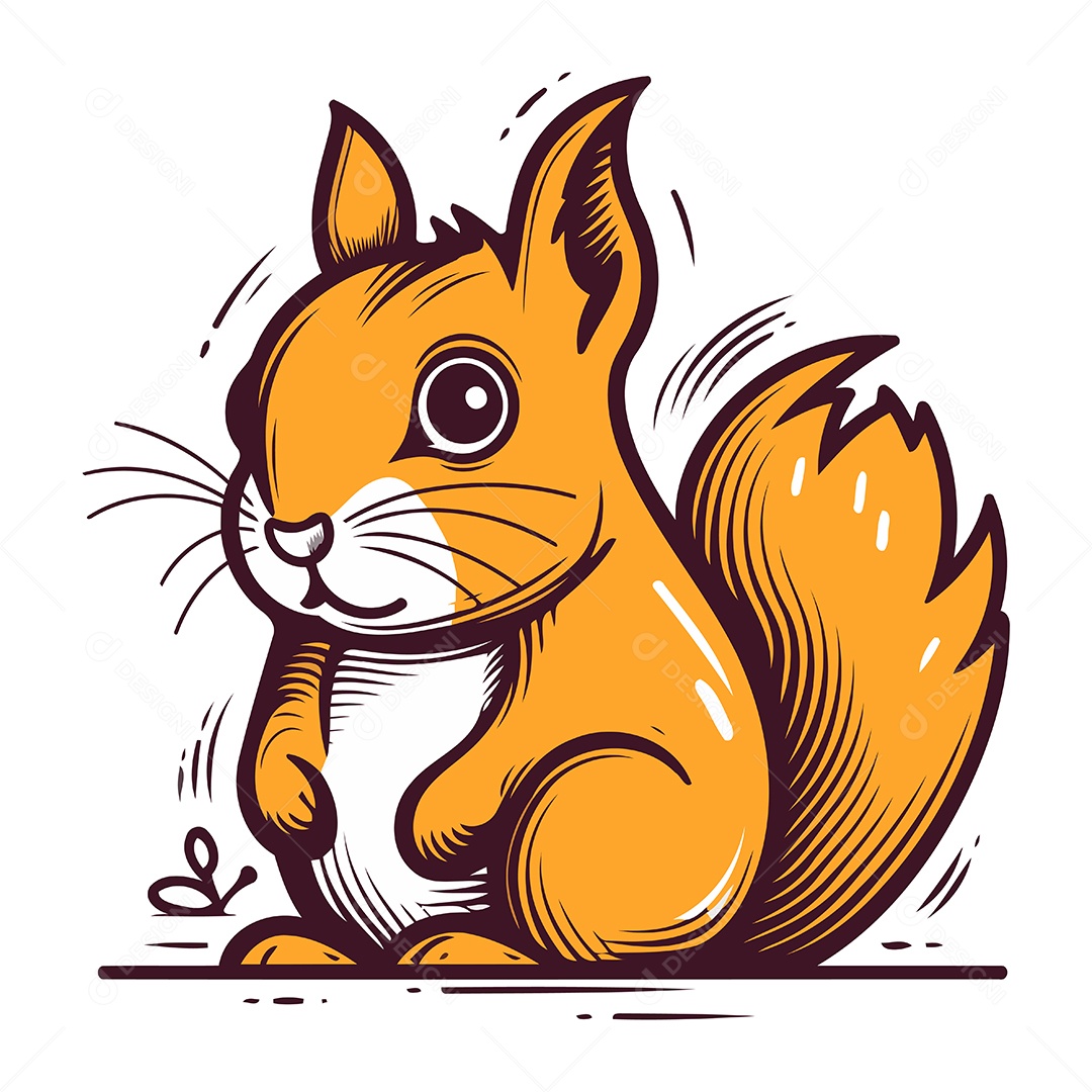 Esquilo de Desenho Animado Ilustração Vetor EPS