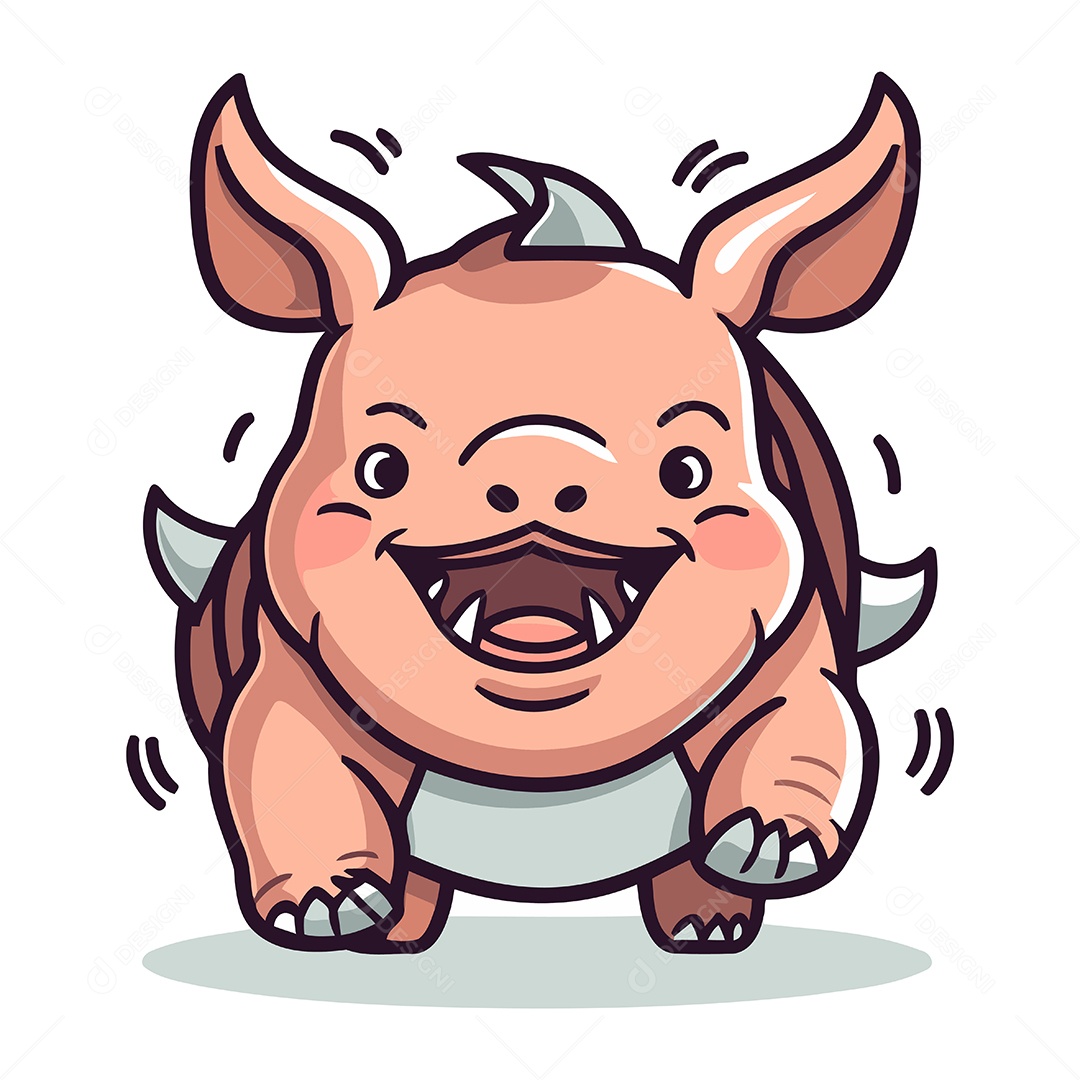 Rinoceronte de Desenho Animado Ilustração Vetor EPS