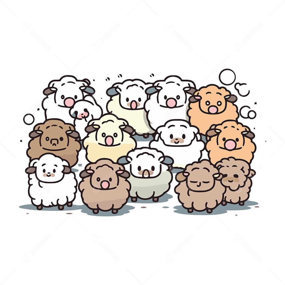 Ovelhas de Desenho Animado Ilustração Vetor EPS