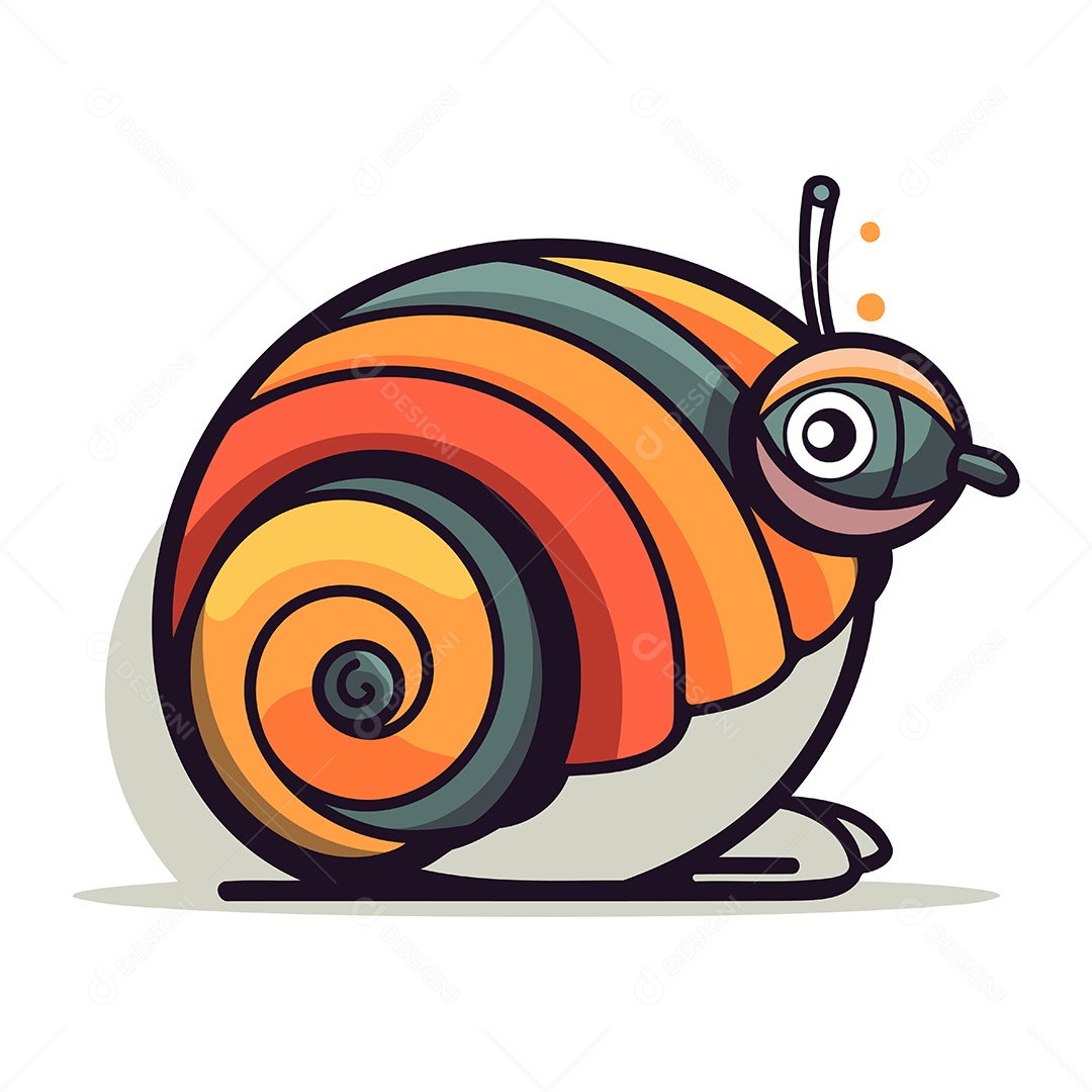 Caracol Fofo de Desenho Animado Ilustração Vetor EPS