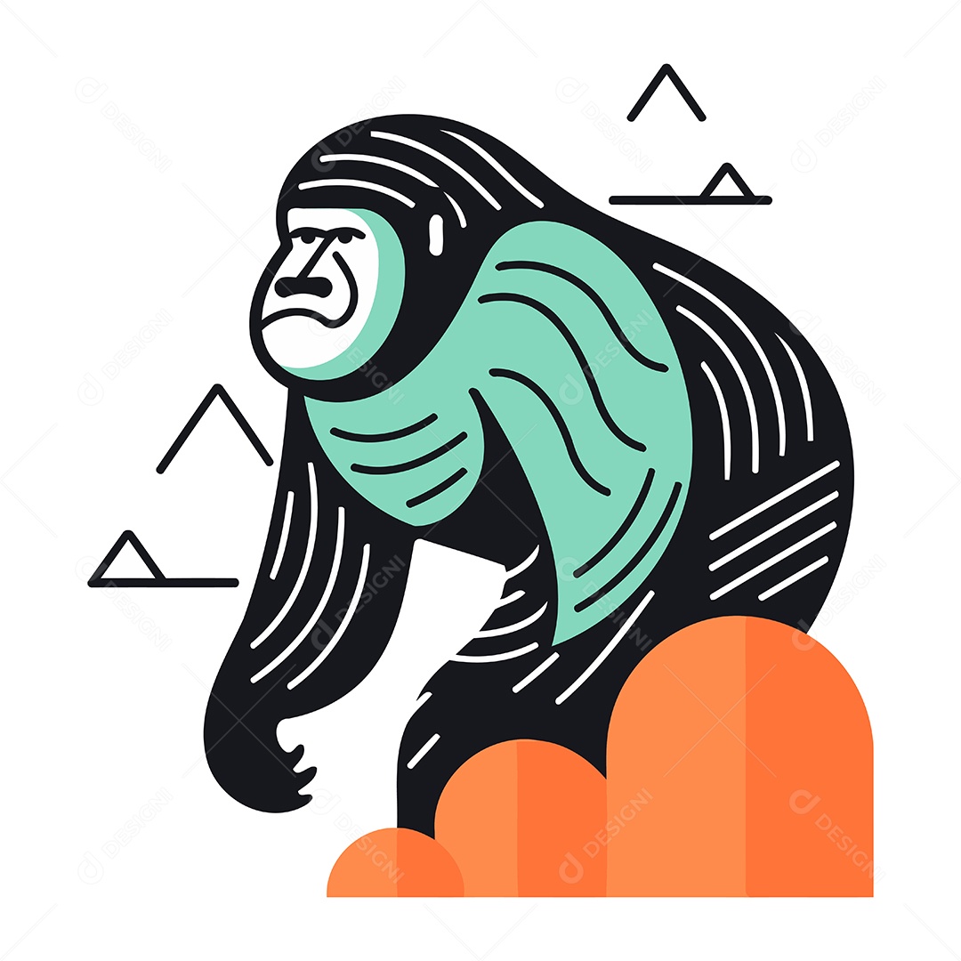 Gorila de Desenho Animado Ilustração Vetor EPS