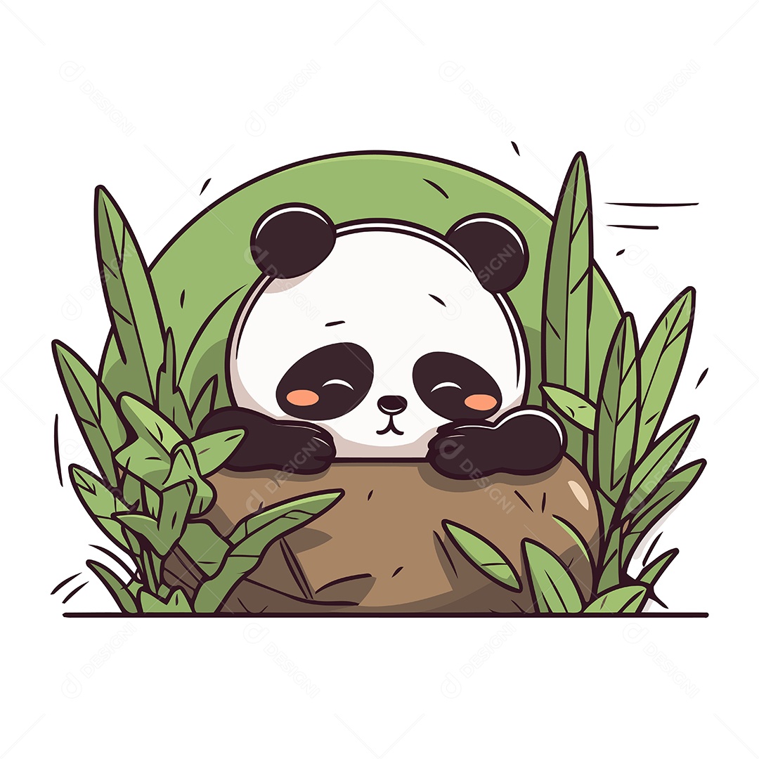 Urso Panda Fofo de Desenho Animado Ilustração Vetor EPS