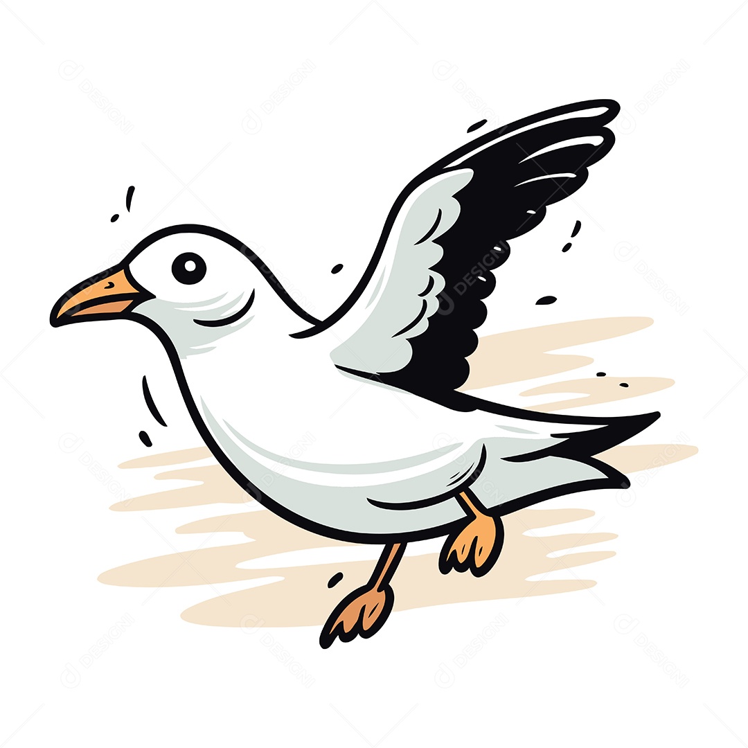 Gaivota de Desenho Animado Ilustração Vetor EPS