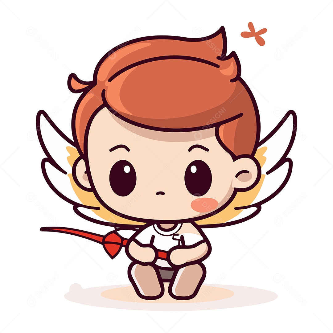 Cupido Fofo de Desenho Animado Ilustração Vetor EPS