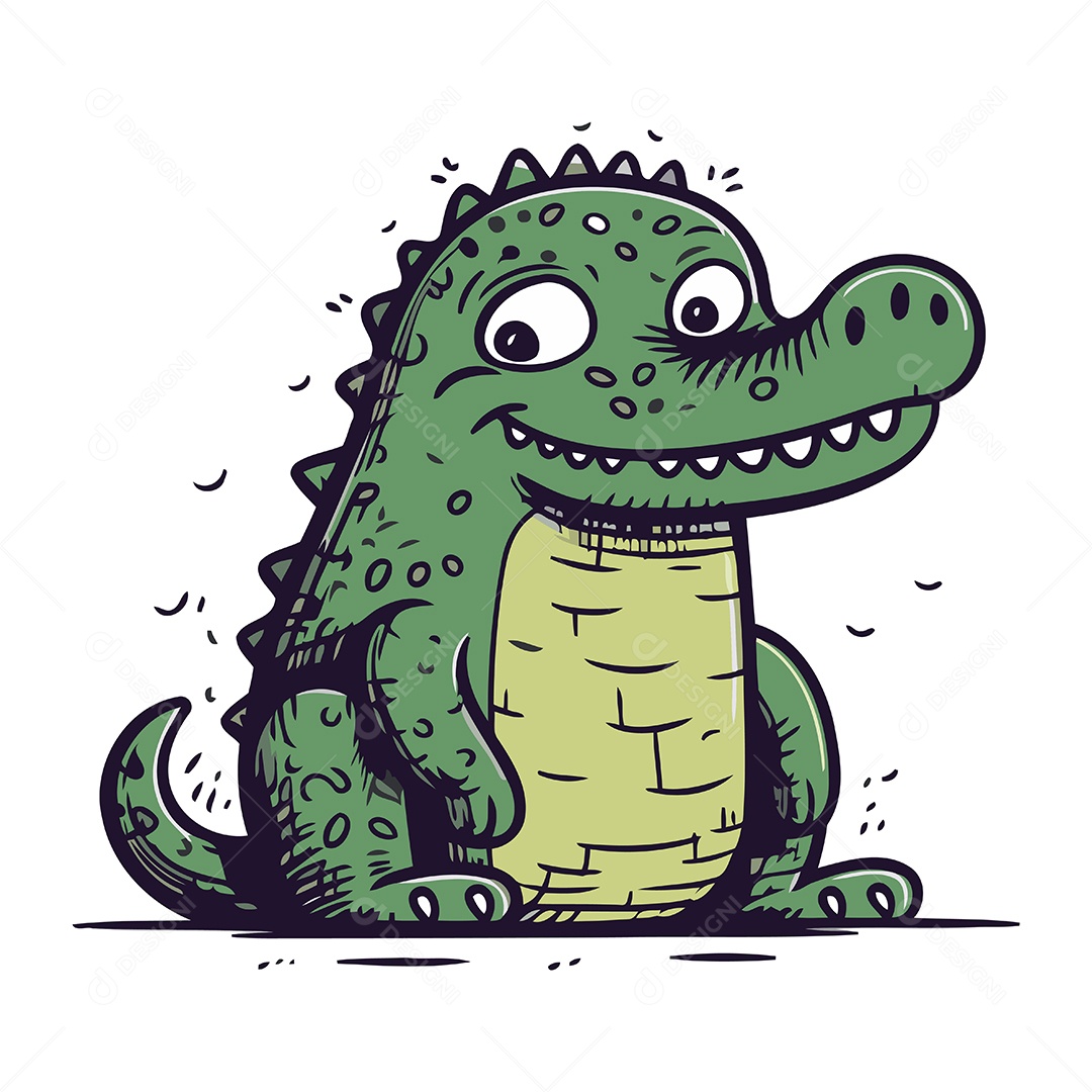 Crocodilo de Desenho Animado Ilustração Vetor EPS