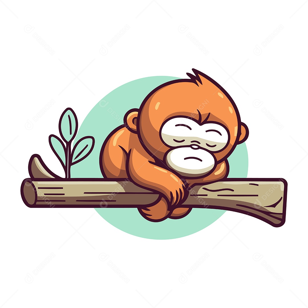 Macaco Fofo de Desenho Animado Ilustração Vetor EPS