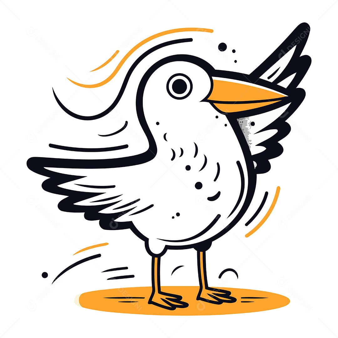 Gaivota Fofa de Desenho Animado Ilustração Vetor EPS