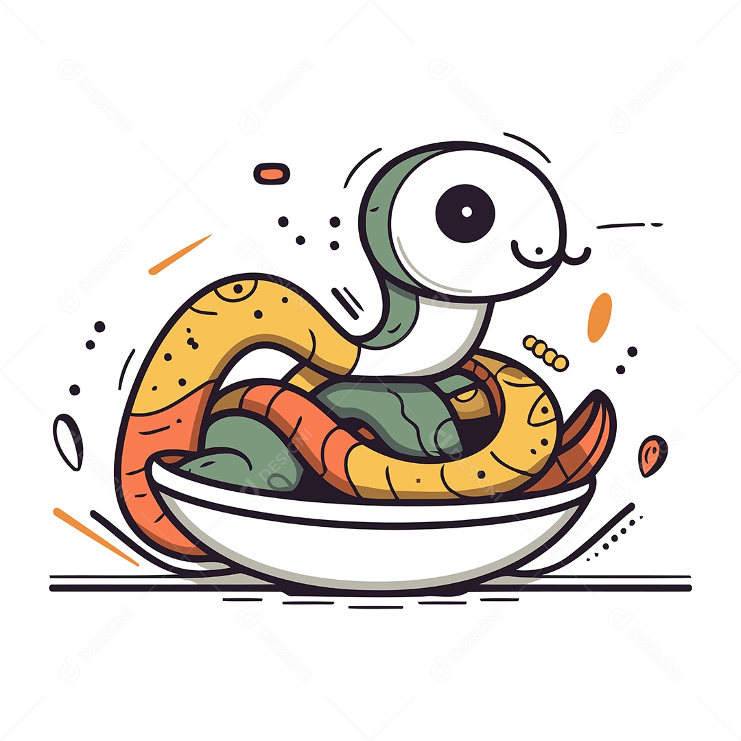 Cobra Fofa de Desenho Animado Ilustração Vetor EPS