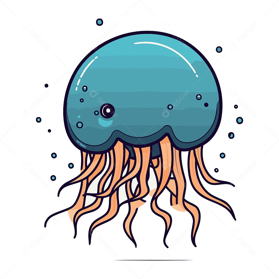 Água Viva de Desenho Animado Ilustração Vetor EPS