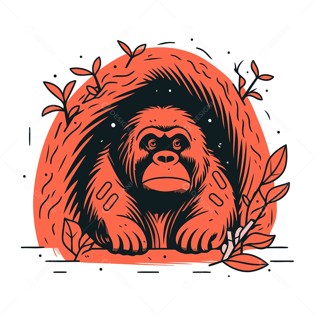 Gorila de Desenho Animado Ilustração Vetor EPS