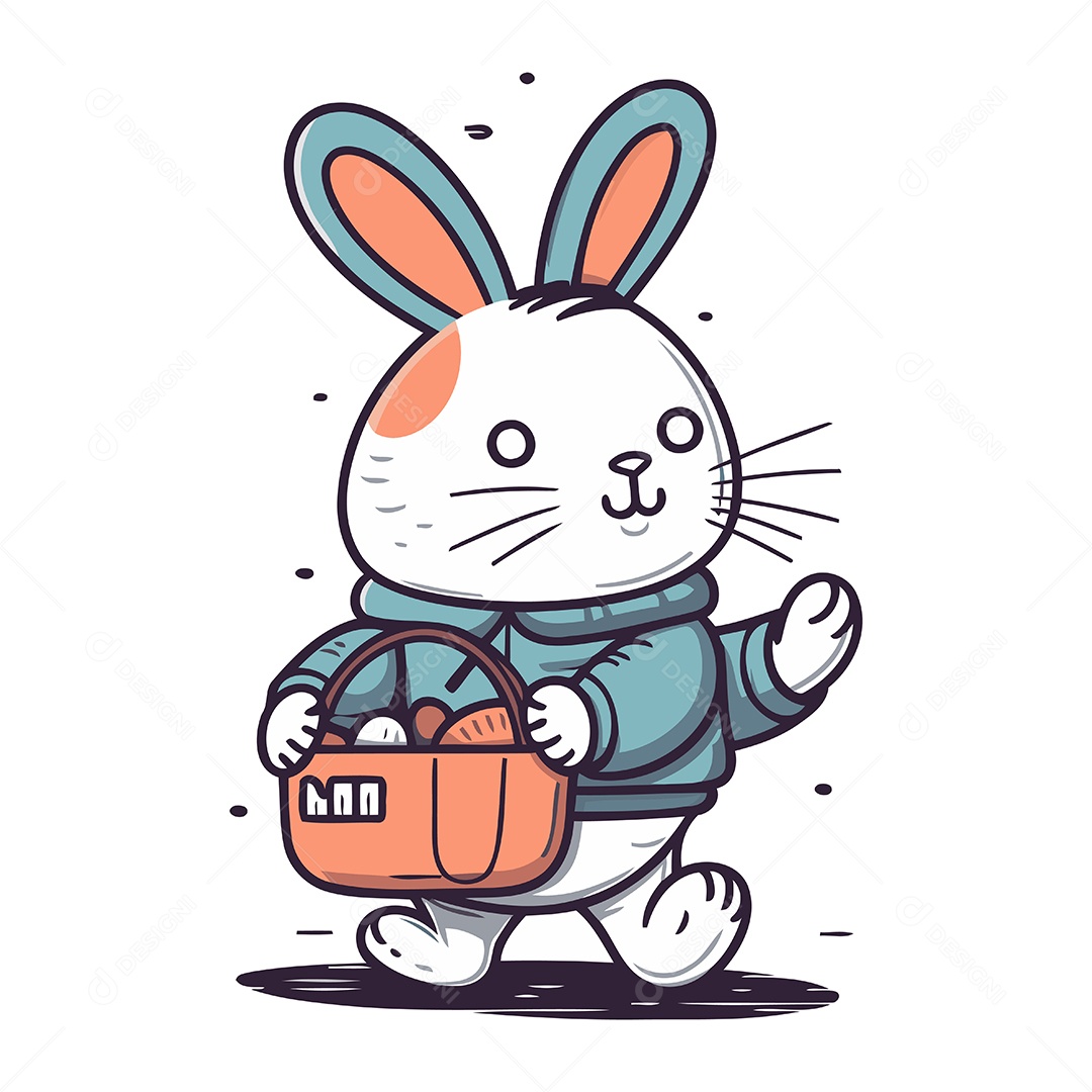 Coelho Fofo de Desenho Animado Ilustração Vetor EPS