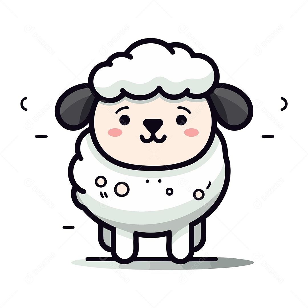 Ovelha Fofa de Desenho Animado Ilustração Vetor EPS