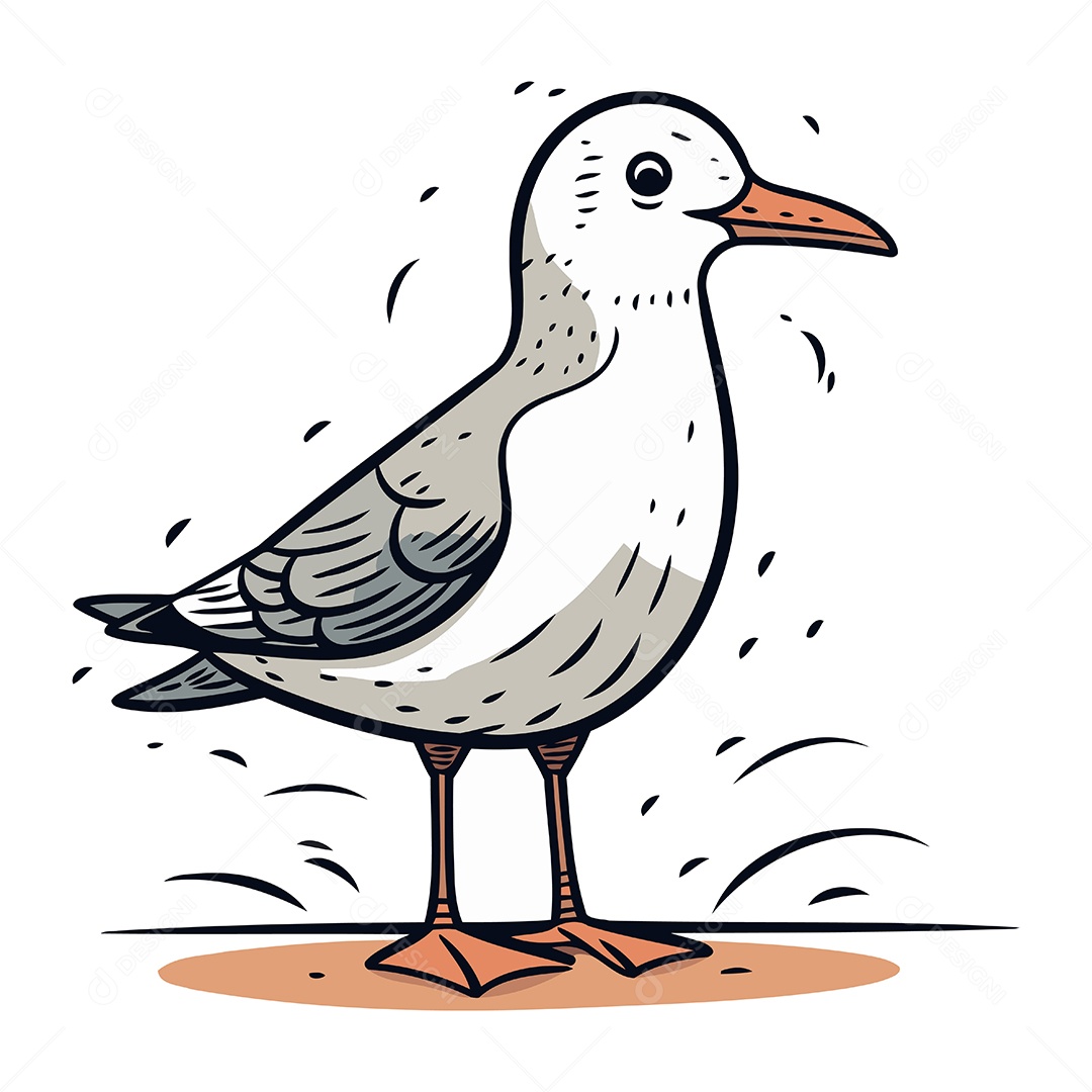 Gaivota de Desenho Animado Ilustração Vetor EPS