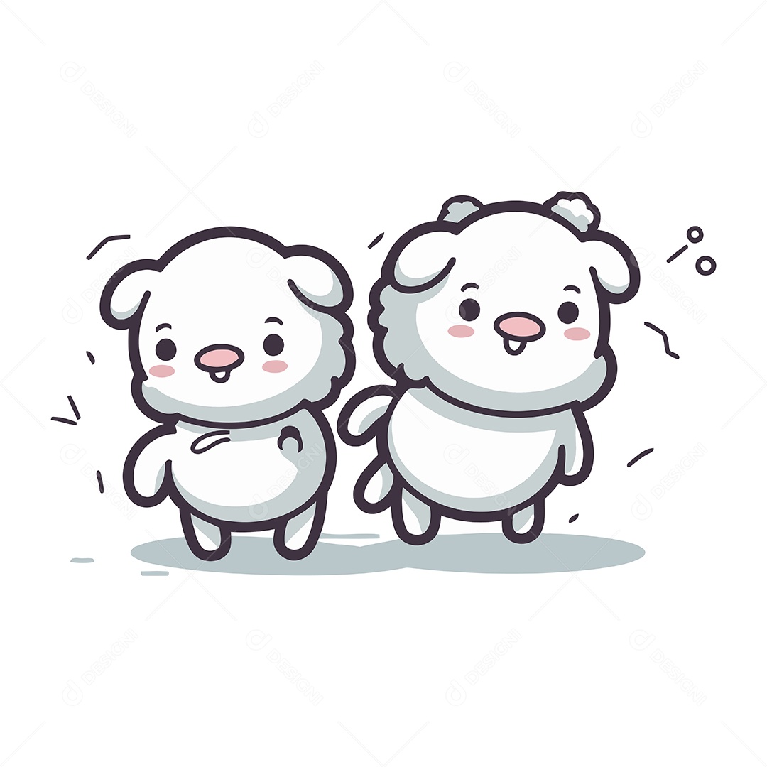 Ovelhas de Desenho Animado Ilustração Vetor EPS