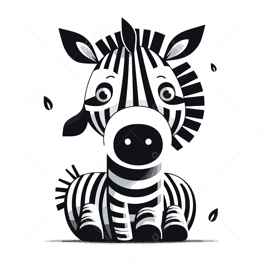 Zebra Fofa de Desenho Animado Ilustração Vetor EPS