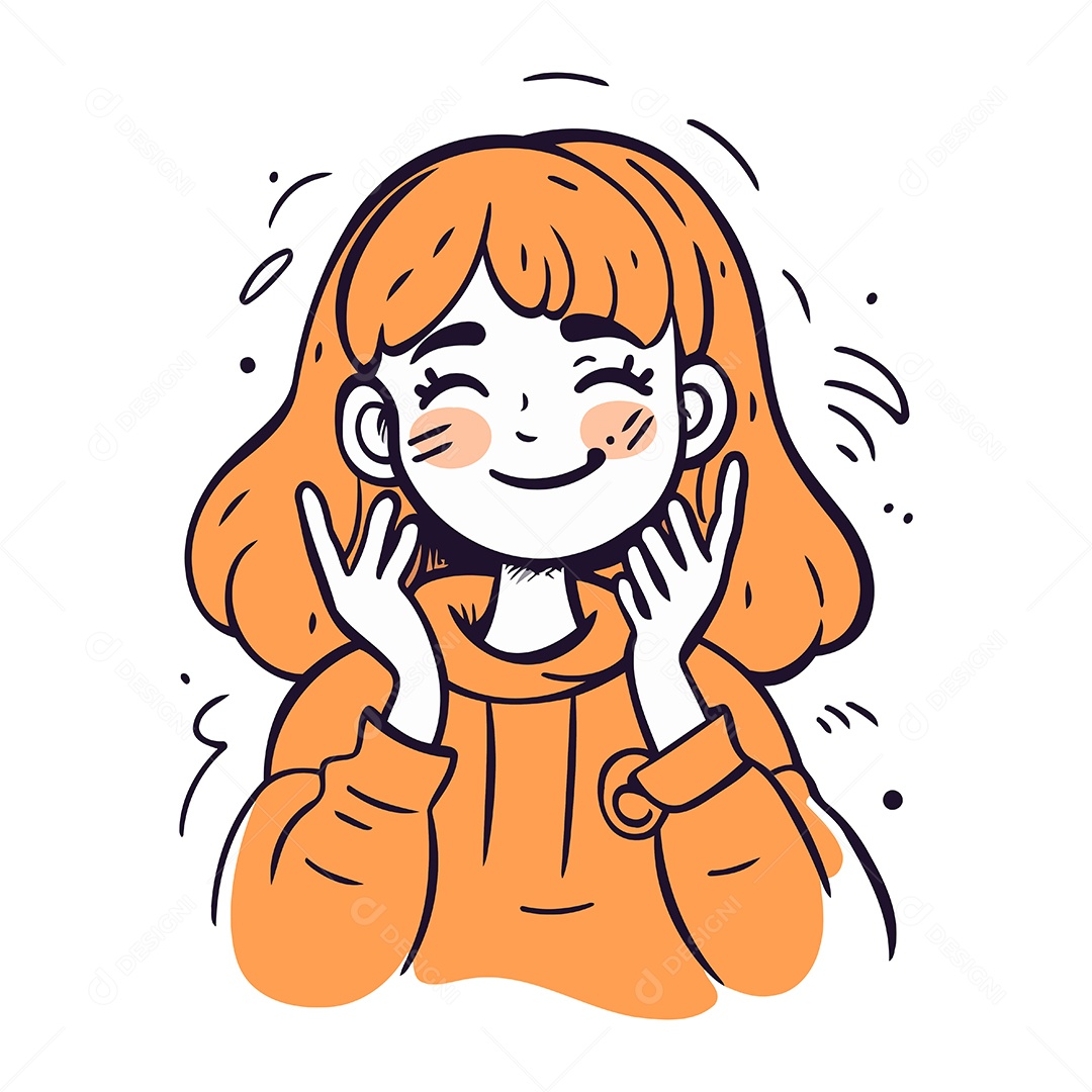 Menina Ruiva de Desenho Animado Ilustração Vetor EPS