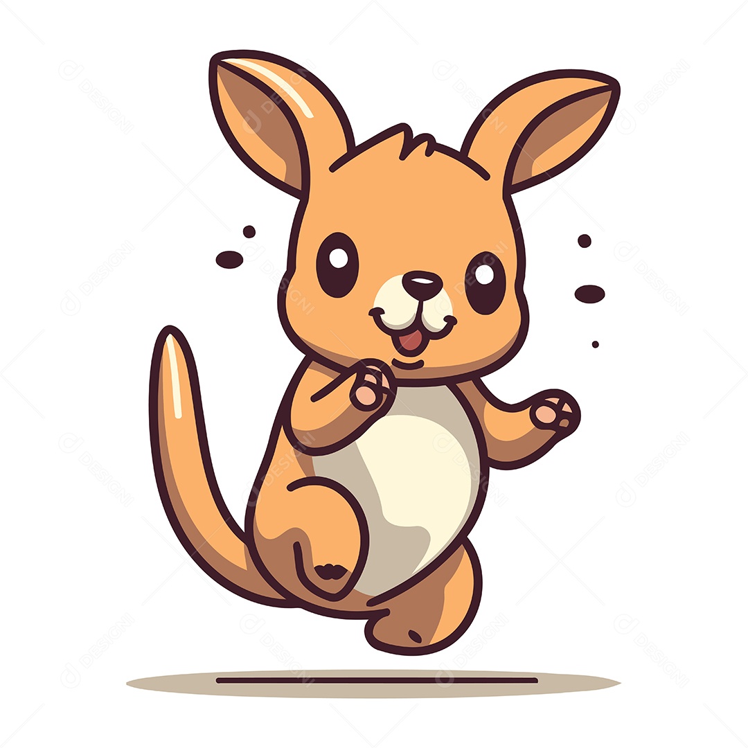 Filhote de Canguru Fofo Ilustração Vetor EPS